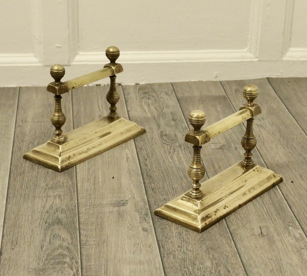 A Pair Of Victorian Brass Andirons Or Fire Dogs