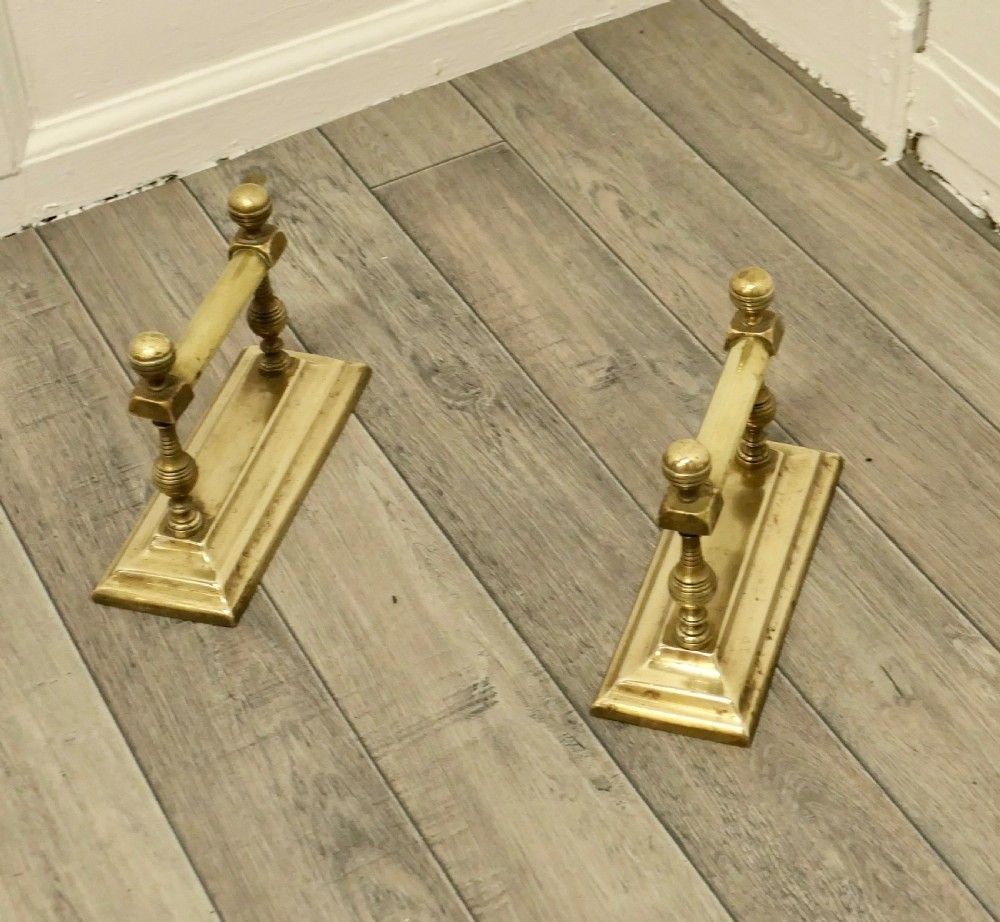 A Pair Of Victorian Brass Andirons Or Fire Dogs photo furniture