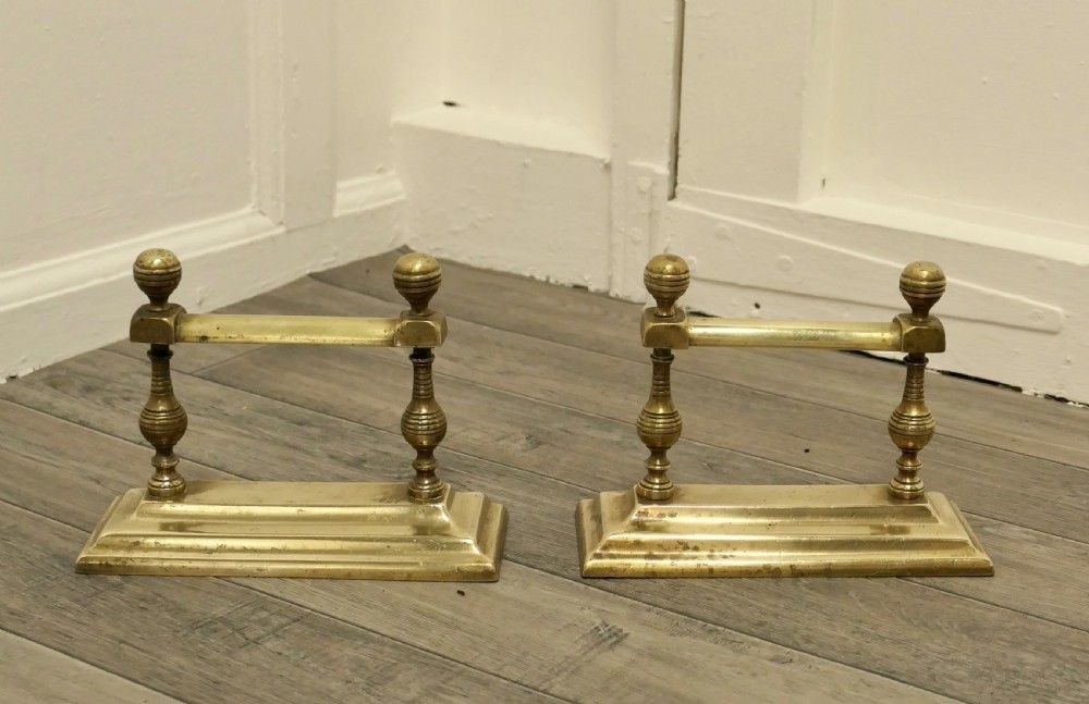 A Pair Of Victorian Brass Andirons Or Fire Dogs photo 270.0