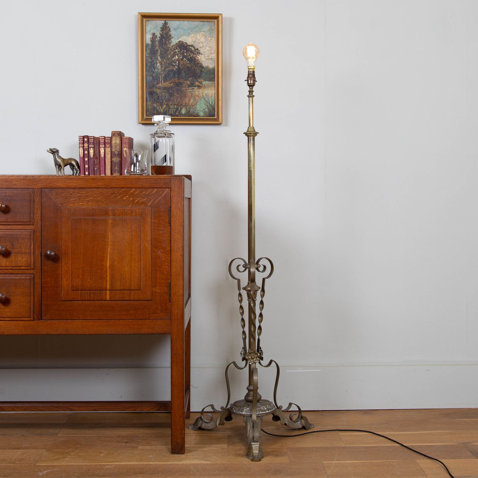 Vintage Brass Telescopic Floor Lamp photo for sale