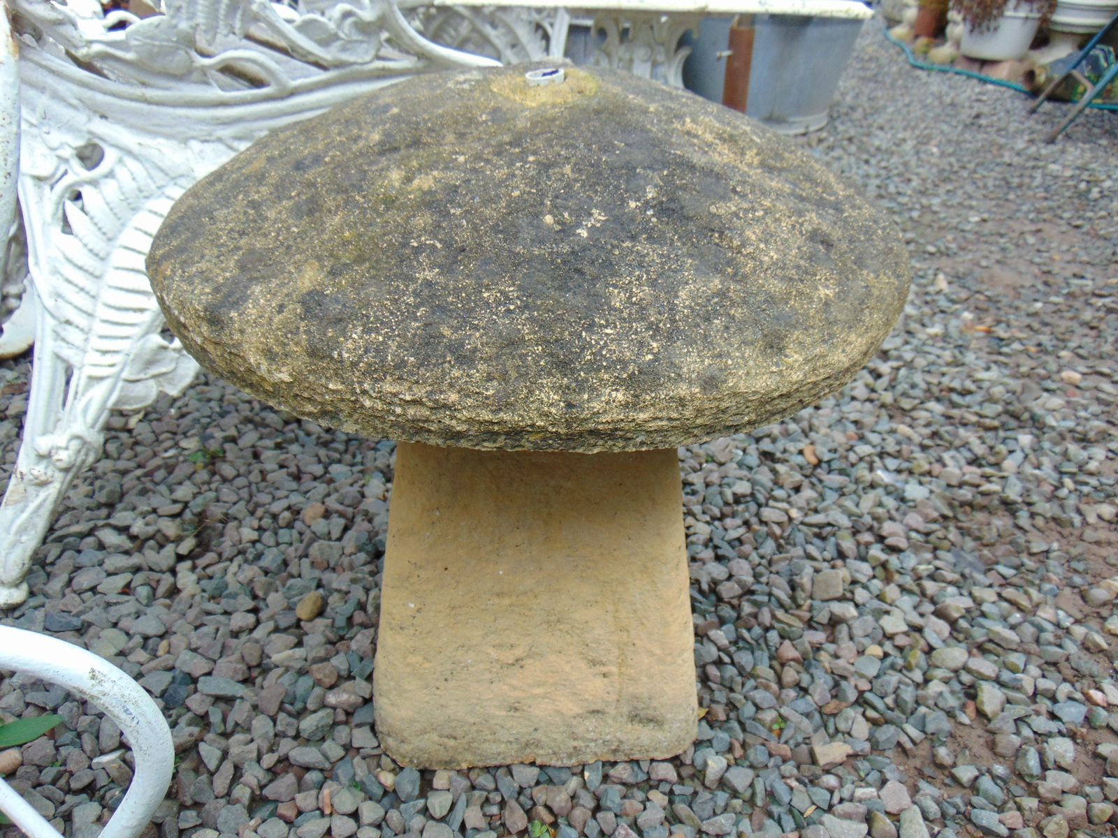 Weathered Reconstituted Stone, Staddle Stone, Mushroom Water Feature/Fountain photo for sale