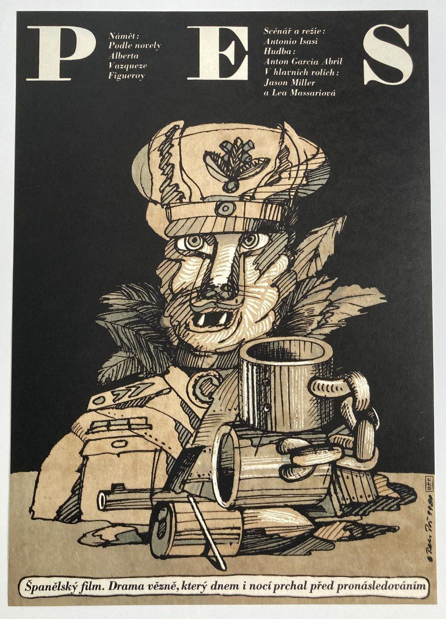 Original Movie Poster, The Dog, Petr Poš, 1980, Vintage Czech Design
