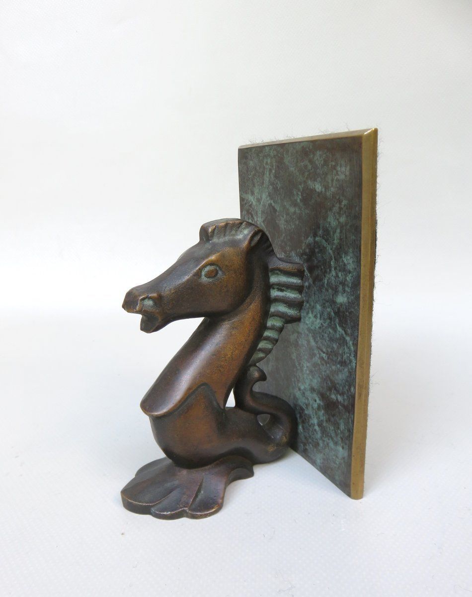 photo furniture Sea Horse Bookends In Bronze, 1950s, Set Of 2