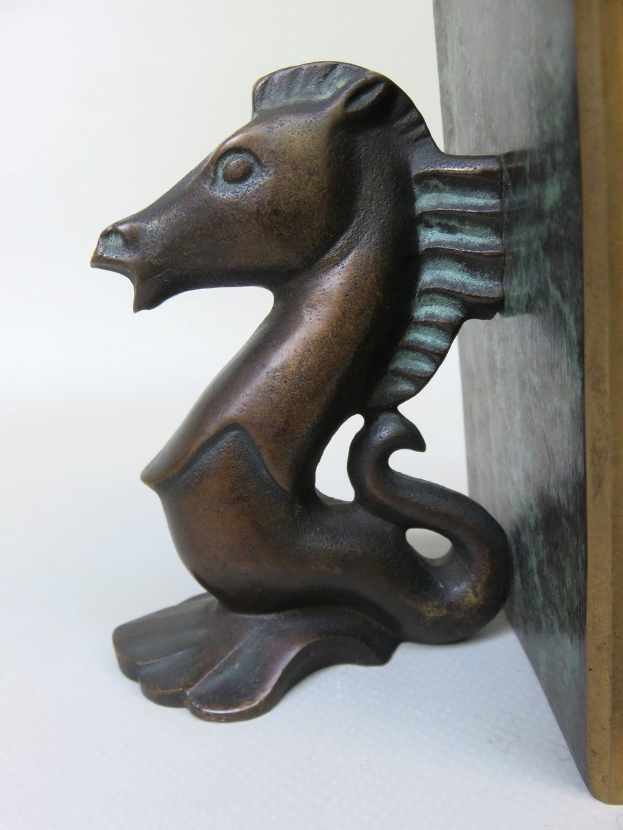 Home Decor Sea Horse Bookends In Bronze, 1950s, Set Of 2 photo