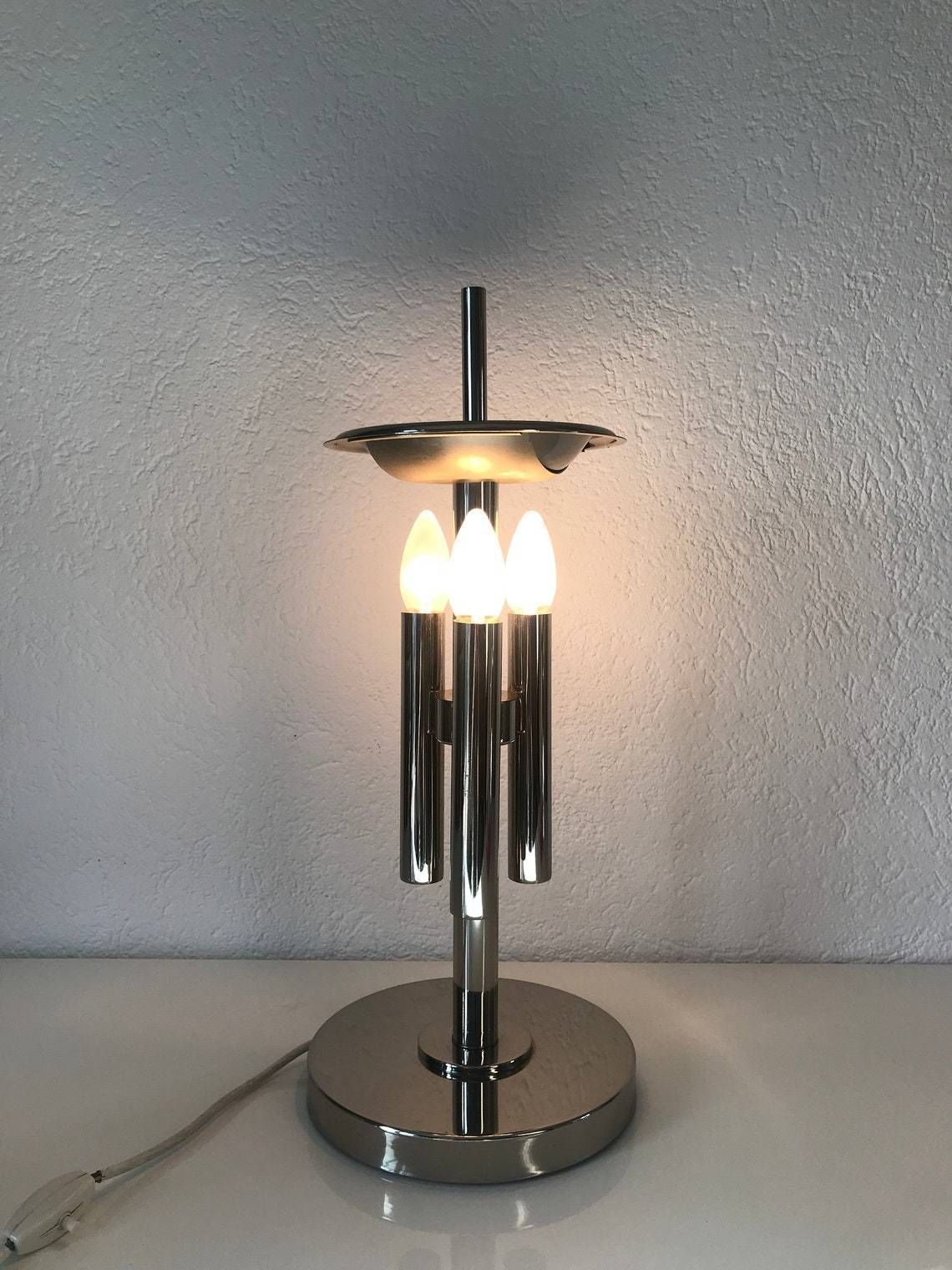 Sciolari Brilliant Table Lamp   Three Arms   Round Head   Metal Design   1970's photo for sale