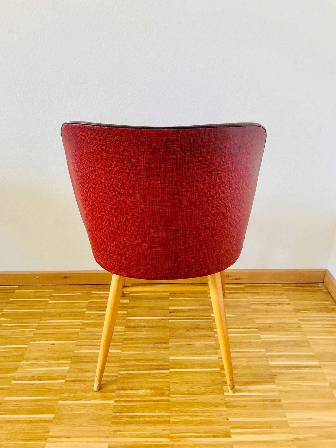 Mid Century Modern Red Chair   Wooden Legs   Germany 1960s photo 544.0