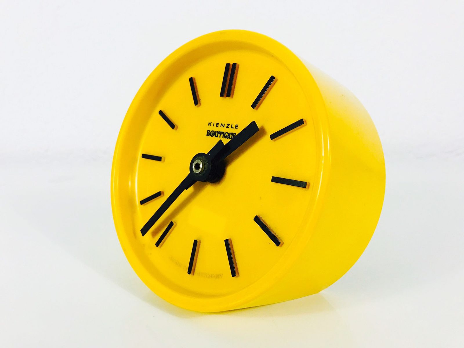 Kienzle Yellow Pop Art Vintage Alarm Clock   Rare Shape   Germany 1970s photo furniture