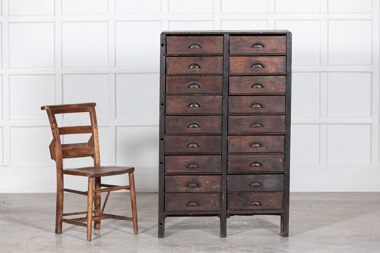 19thc English Scratch Built Pine Bank Drawers photo Furniture