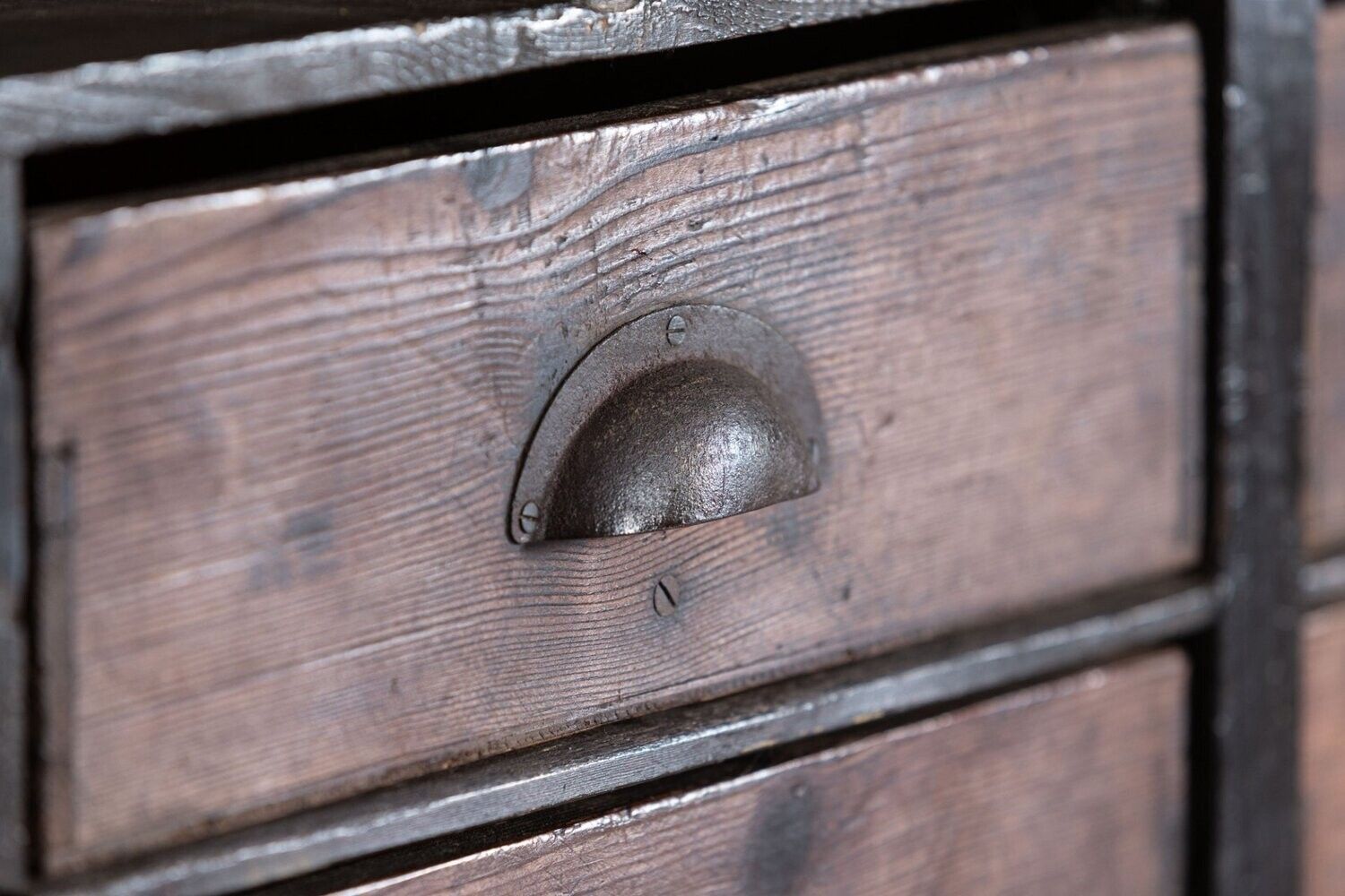 19thc English Scratch Built Pine Bank Drawers photo vintage