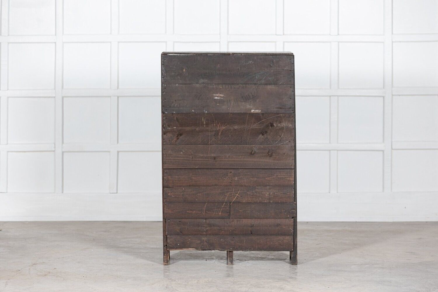 2818.0 19thc English Scratch Built Pine Bank Drawers photo