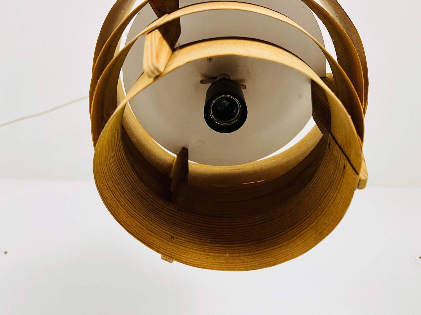 Midcentury Wooden Pendant Lamp By Hans Agne Jakobsson, Sweden, 1960s photo vinterior
