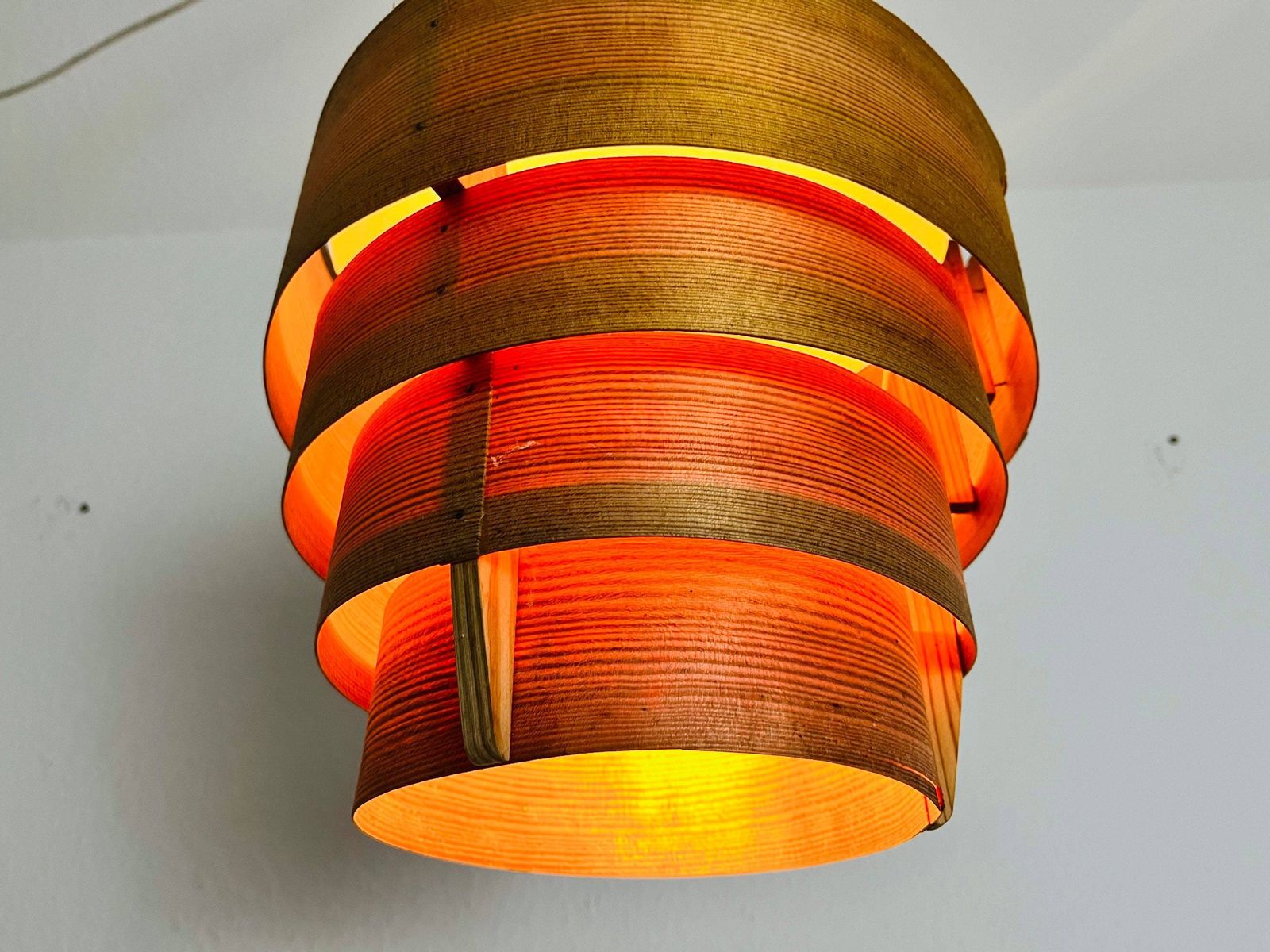 Midcentury Wooden Pendant Lamp By Hans Agne Jakobsson, Sweden, 1960s photo vintage