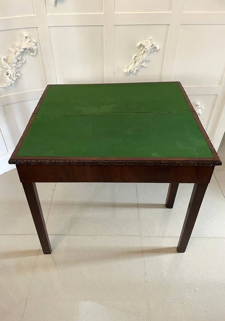 Antique 18th Century Chippendale Mahogany Carved Card Table photo vintage