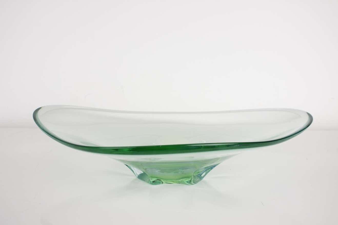 Mid Century Art Glass Big Bowl By Zelezno Borske Sklo, 1960's photo furniture