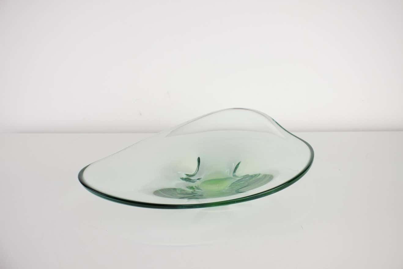 Mid Century Art Glass Big Bowl By Zelezno Borske Sklo, 1960's photo 255.0