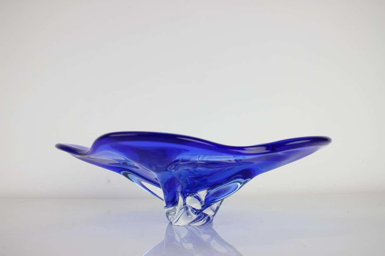 Czech Art Glass Big Bowl By Josef Hospodka For Chribska Glassworks, 1960's photo furniture
