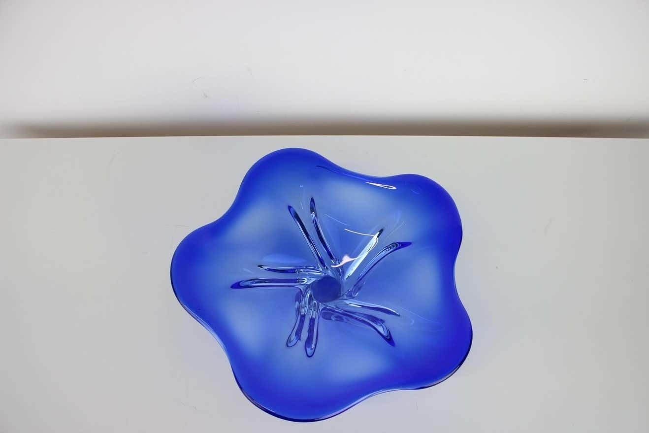 Czech Art Glass Big Bowl By Josef Hospodka For Chribska Glassworks, 1960's photo for sale