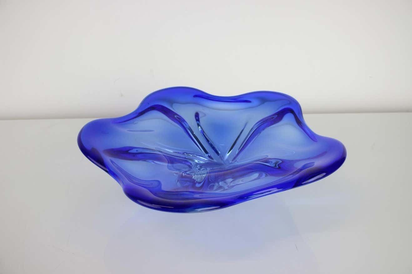 Czech Art Glass Big Bowl By Josef Hospodka For Chribska Glassworks, 1960's photo Home Decor