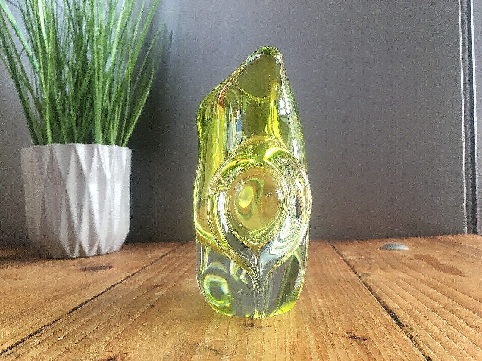 Unusual Mid Century Lime Green Zelezny Brod Sklo Chribska Murano photo for sale