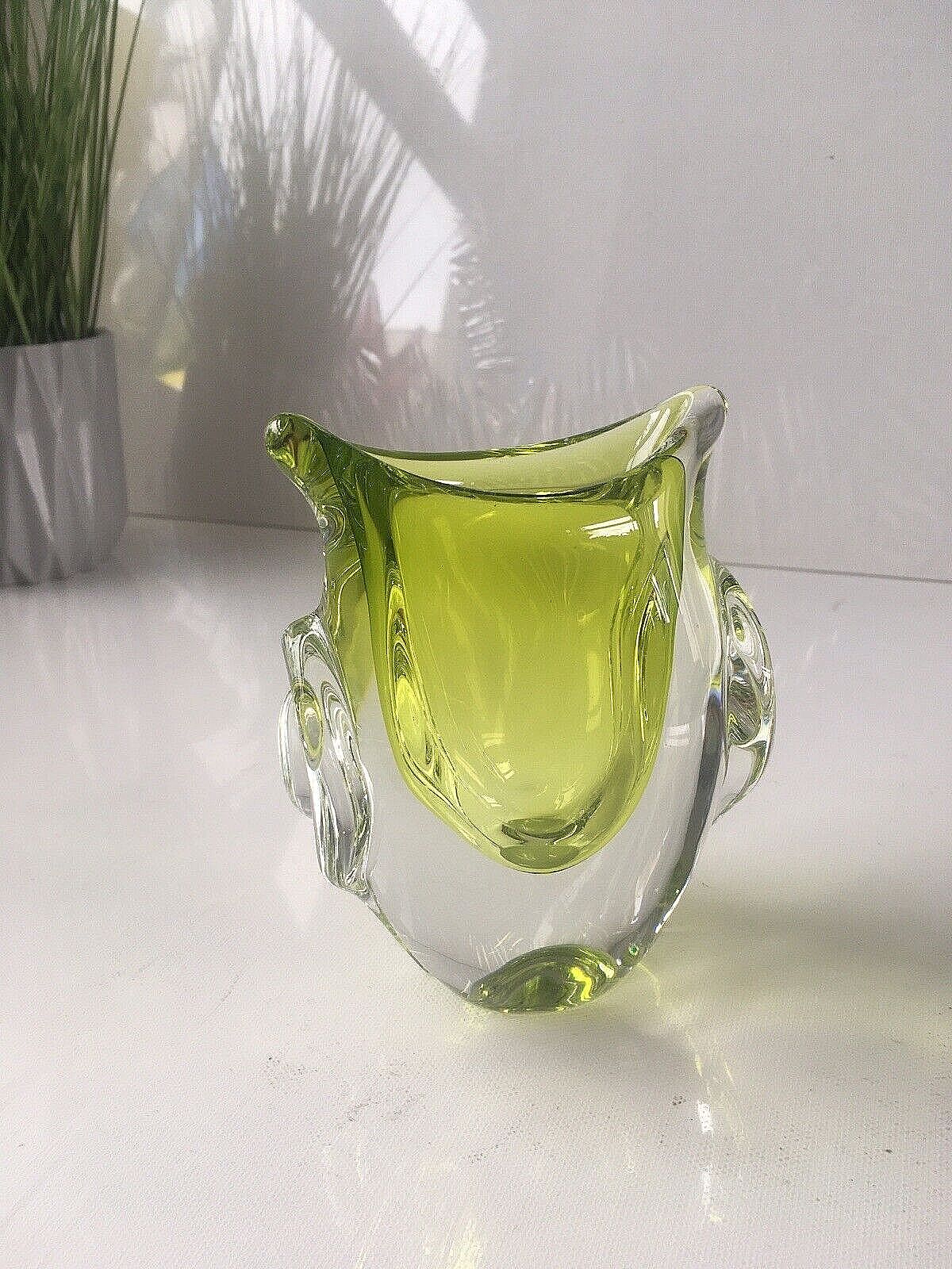 Unusual Mid Century Lime Green Zelezny Brod Sklo Chribska Murano photo vintage