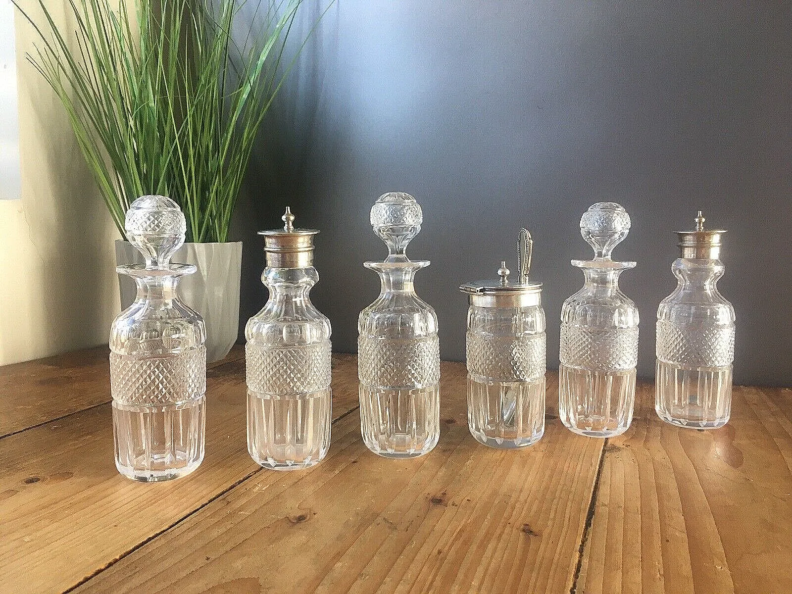 Exceptional Antique Richard Richardson 6 Bottle Cut Glass Cruet Set & Epns Stand photo 250.0