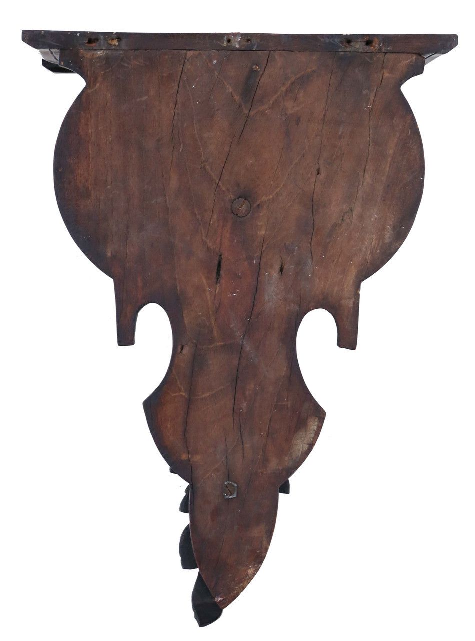 Antique 19th Century Carved Walnut Clock Or Decorative Item Wall Bracket Mount Shelf photo vinterior