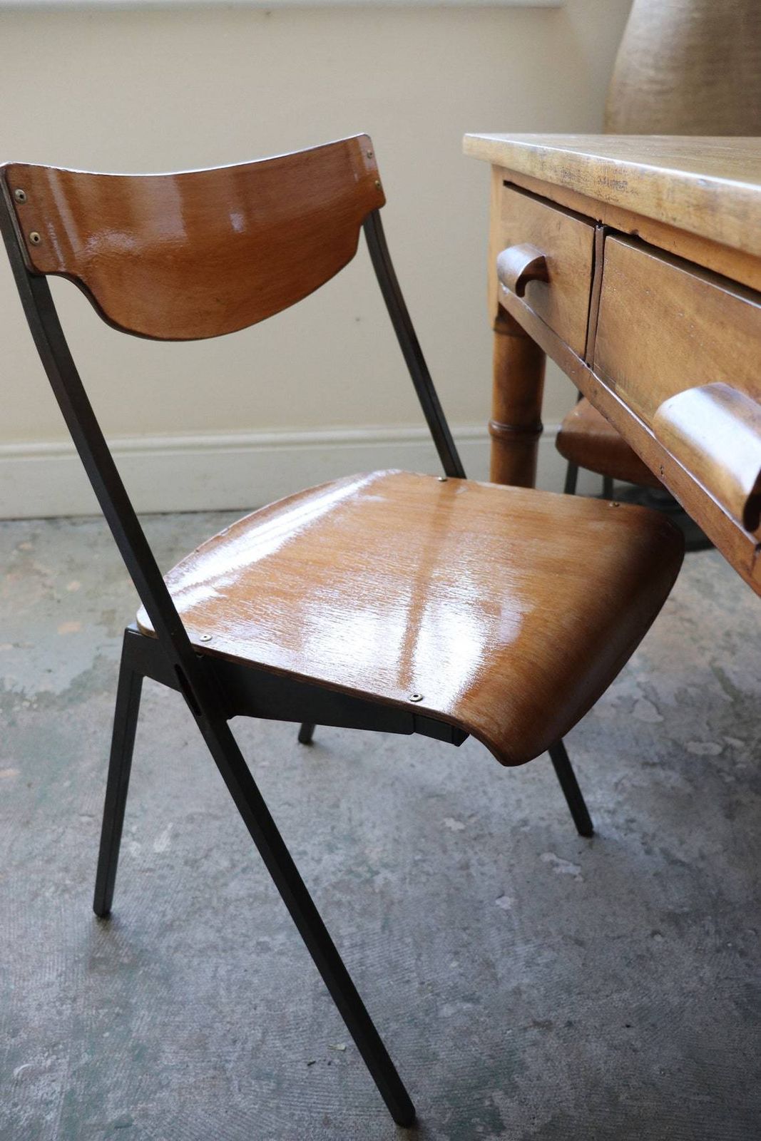 Great Set Of Four Mid Century French Stacking Chairs photo furniture