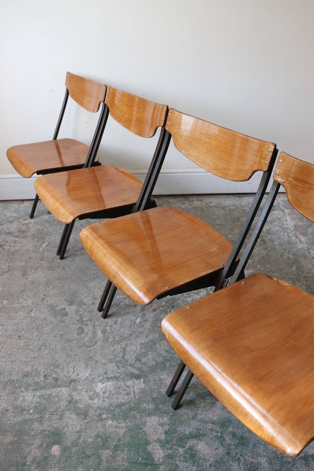 photo furniture Great Set Of Four Mid Century French Stacking Chairs