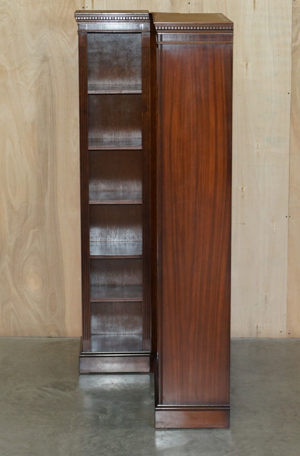 photo for sale Lovely 2 Piece Flamed Mahogany Open Library Bookcase Part Of A Paired Suite