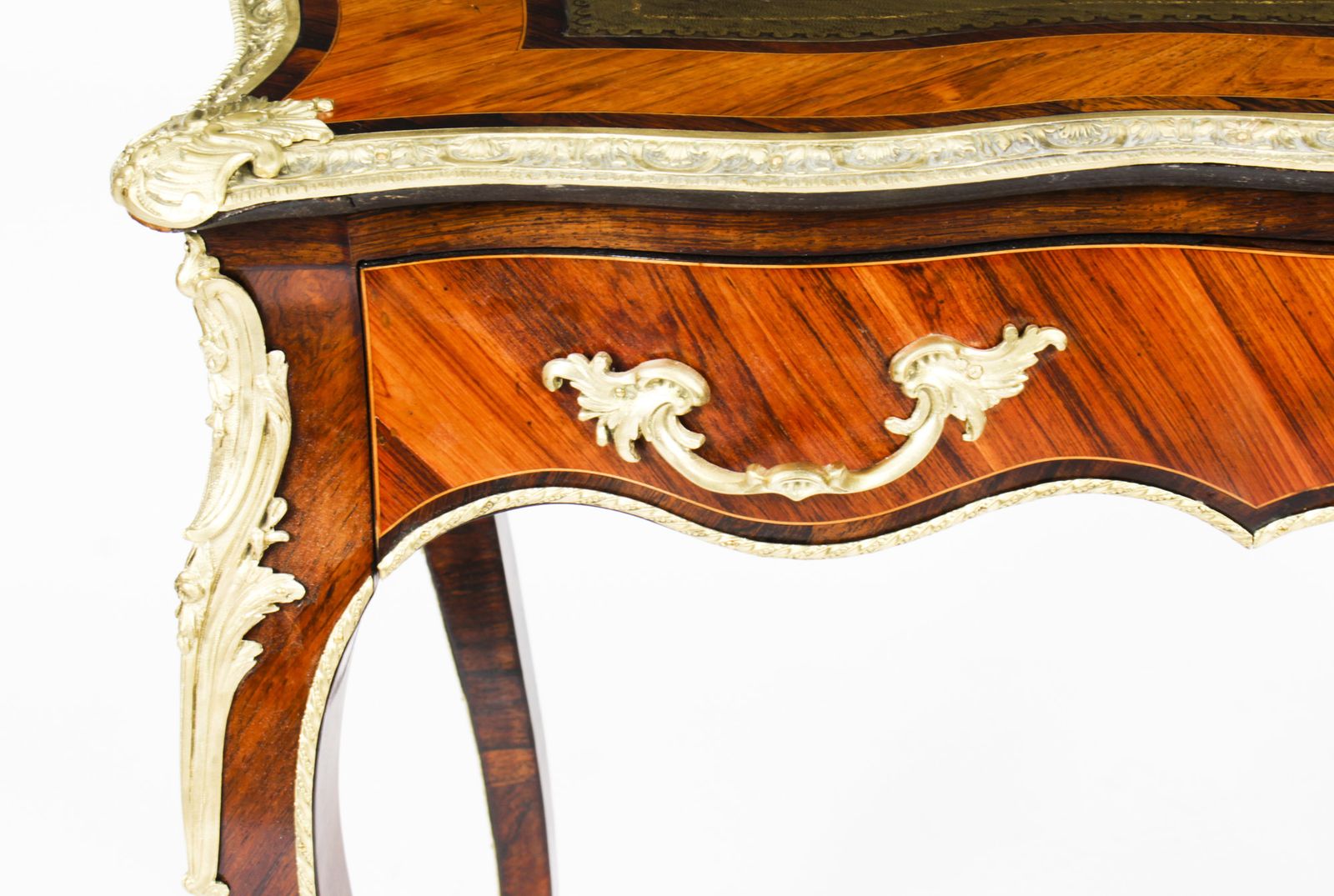 Furniture Antique Petite French Ormolu Mounted Kingwood Bureau Plat 19th C photo