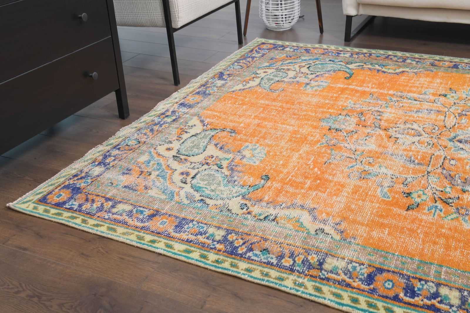 Turkish Rug, Oushak Handmade Wool, Overdyed Green, Oriental Hallway Rugs, Farmhouse Decor, One Of A Kind, Traditional Carpet photo for sale