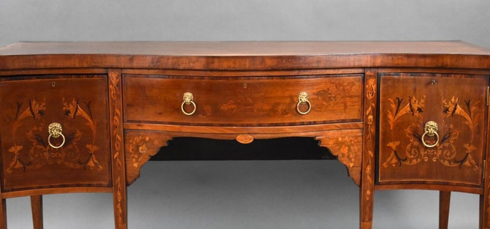 Edwardian Mahogany Inlaid Serpentine Sideboard photo for sale