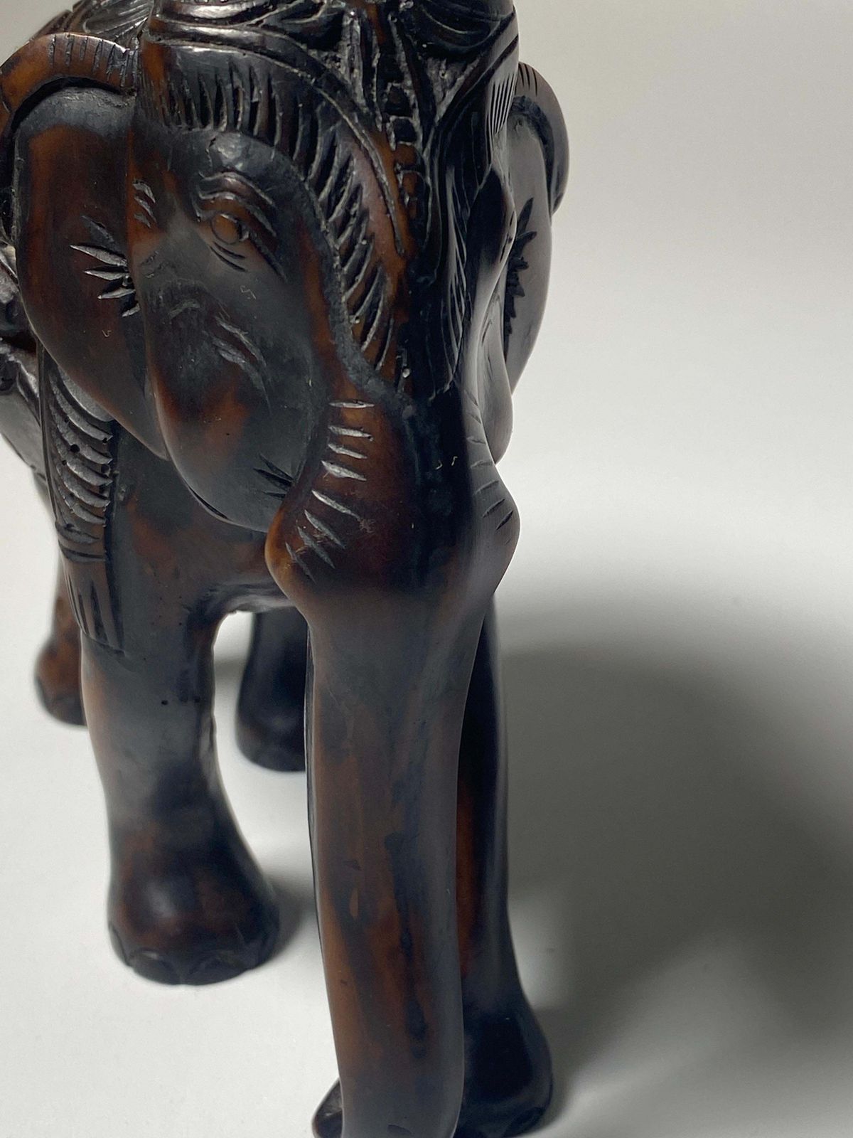 Pair Of Elephants Sculptures, In Ceramic, Brown Color, Made In France Circa 1970 photo vintage