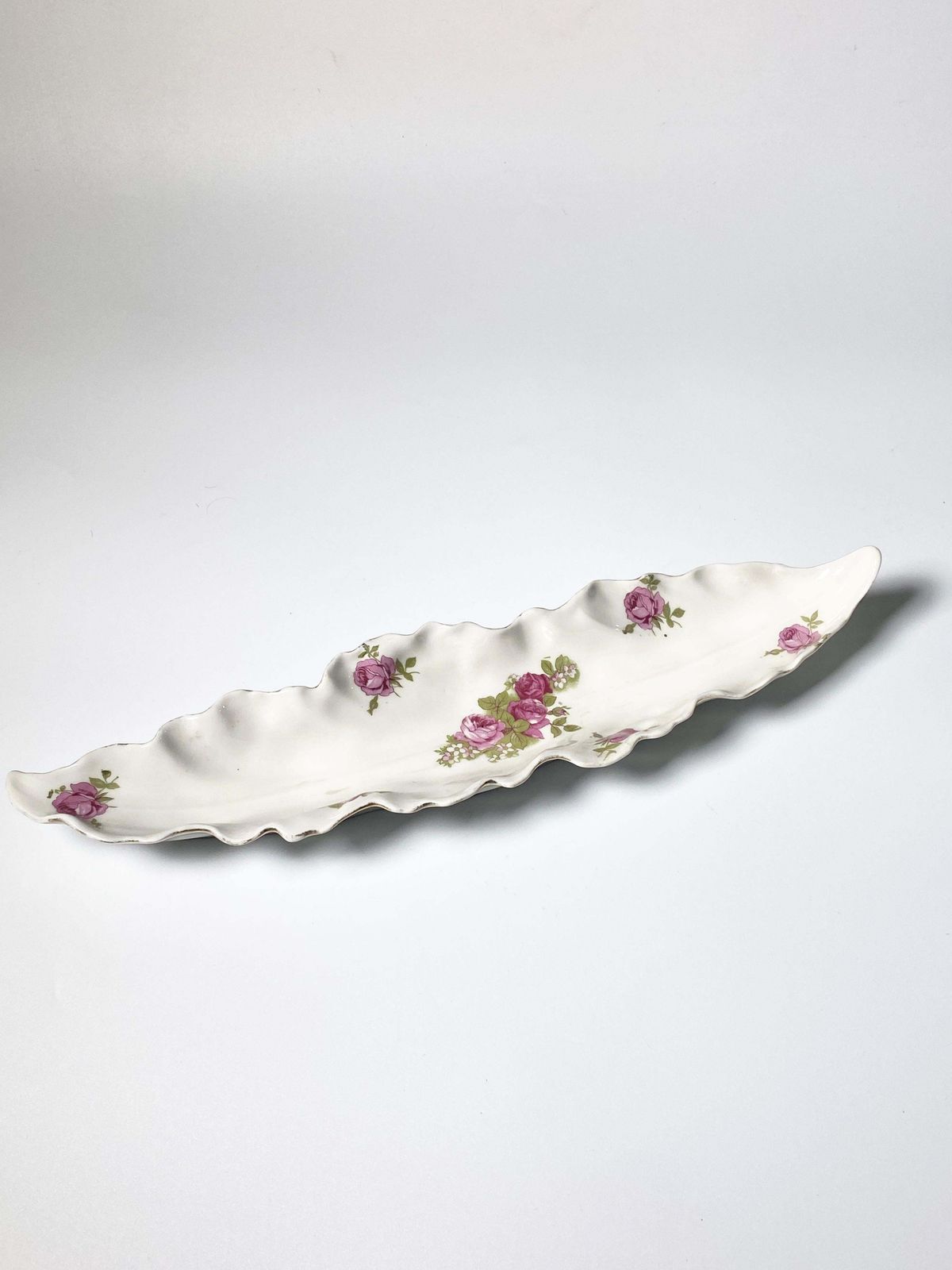 Porcelain Dish From Limoges With Rose Flowers From France 1970 photo for sale