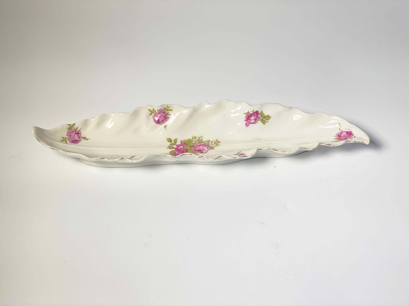 Home Decor Porcelain Dish From Limoges With Rose Flowers From France 1970 photo