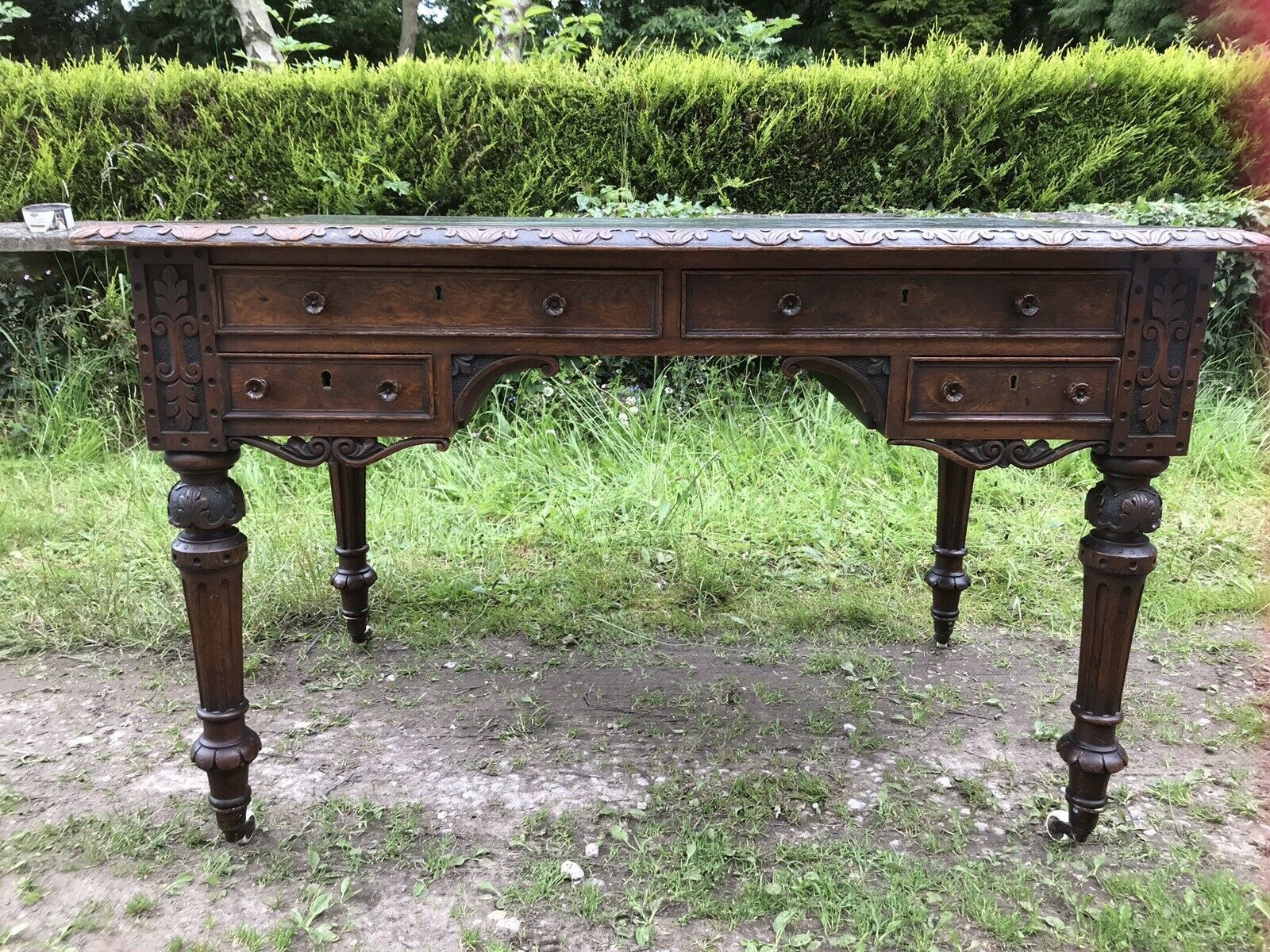 Fine Victorian Carved Writing Desk By Nelson London 1875 photo furniture