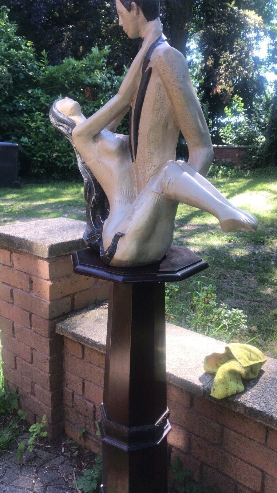 Large Figurative Art Deco Sculpture Of Male/Female Couple Charleston Dancers photo vinterior