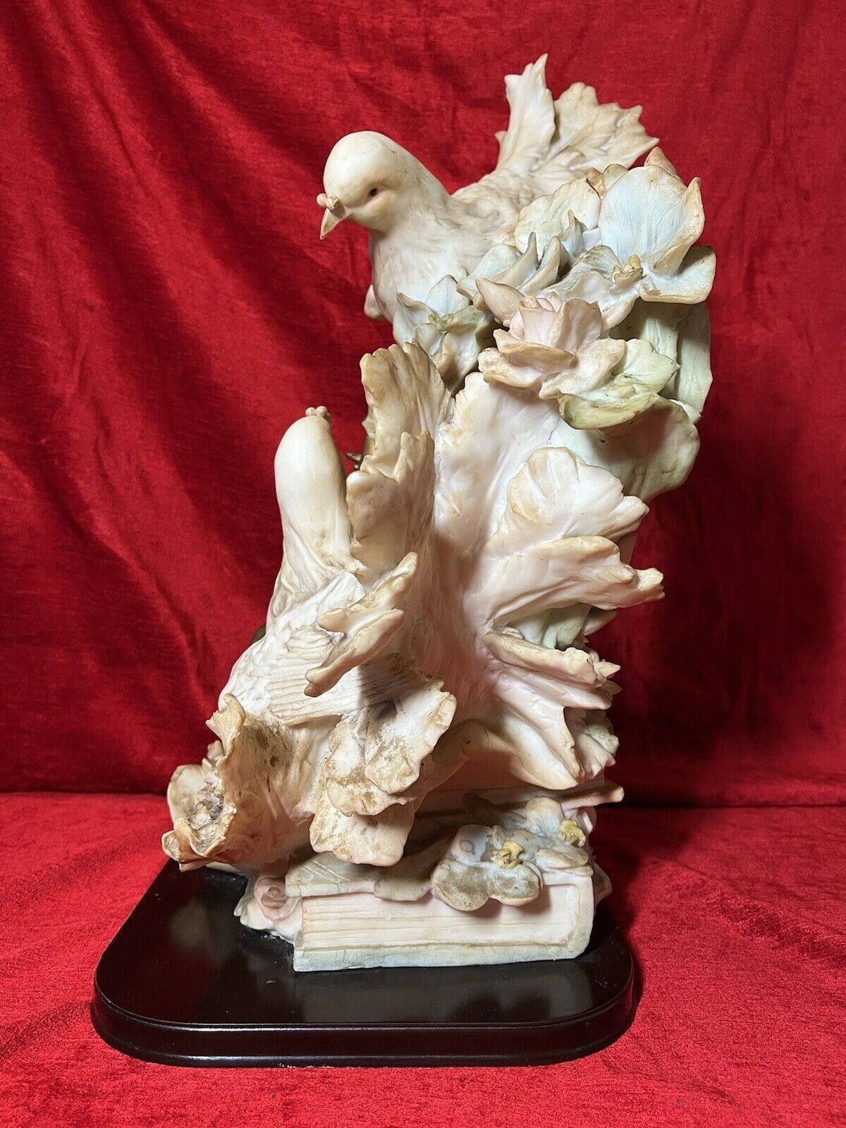 Large Italianate Romantic Turtle Doves Musical Showpiece On Wood Plinth Signed photo 425.0