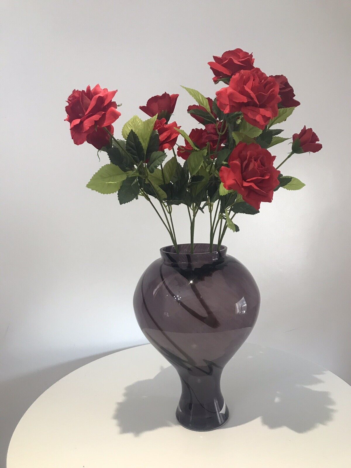 Stunning Large Murano Glass Vase With Purple Haze Design photo vintage