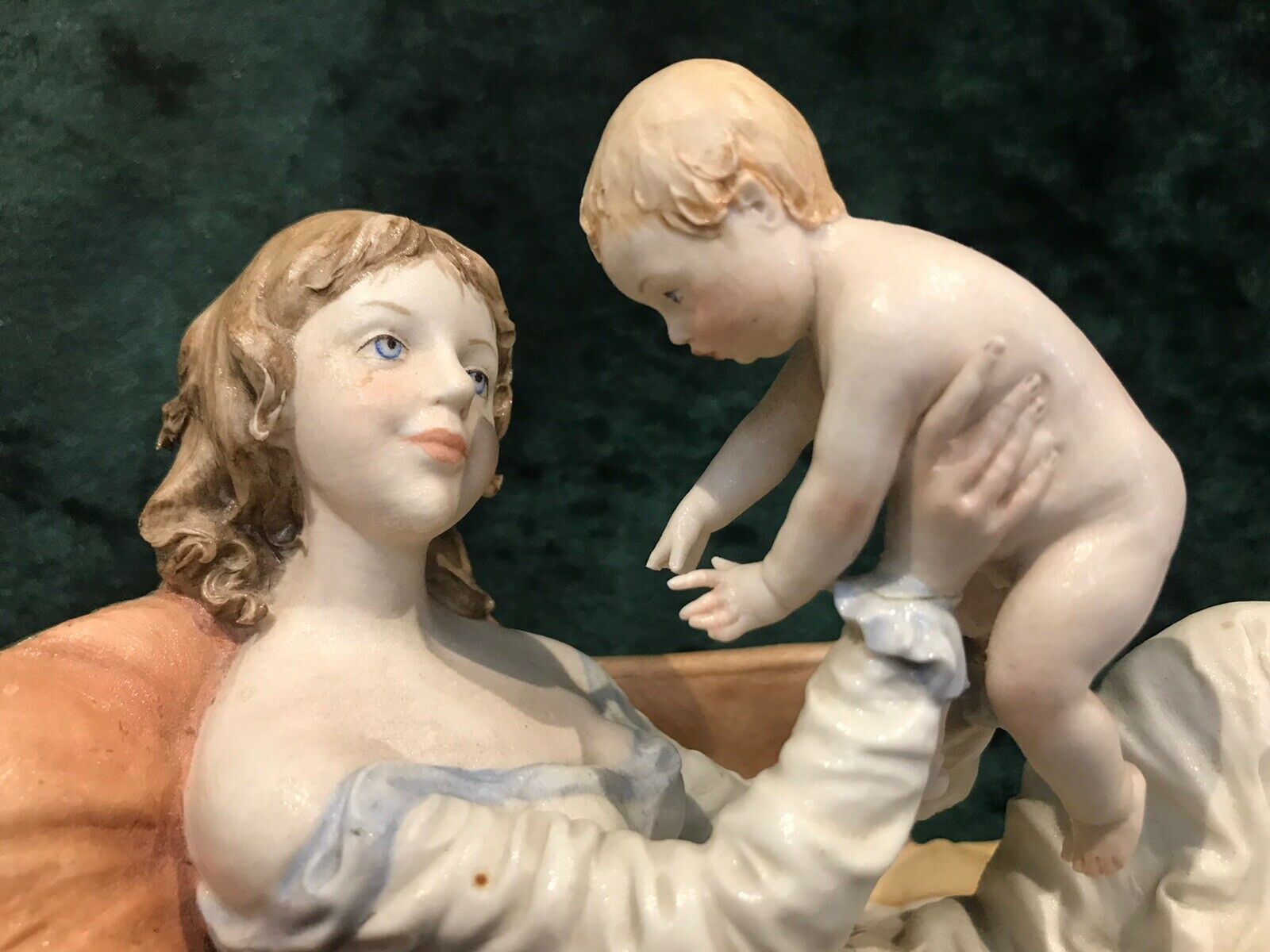 Fine Capodimonte Figurine Of Mother And Child Sculpture Signed Redwell photo for sale