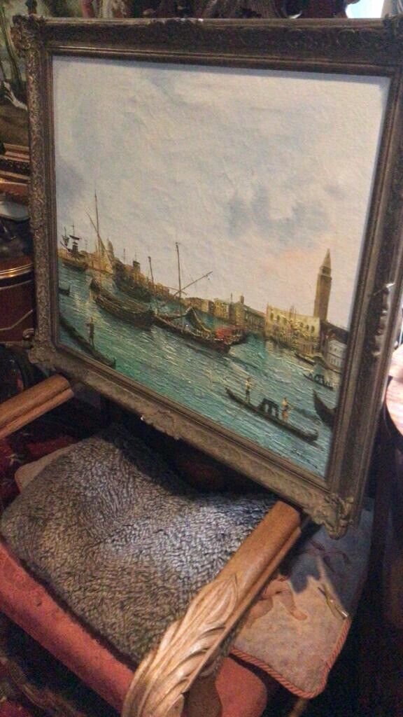 Venetian 'The Bucintoro' Giovanni Antonio Canal Oil Painting After Canaletto photo vinterior