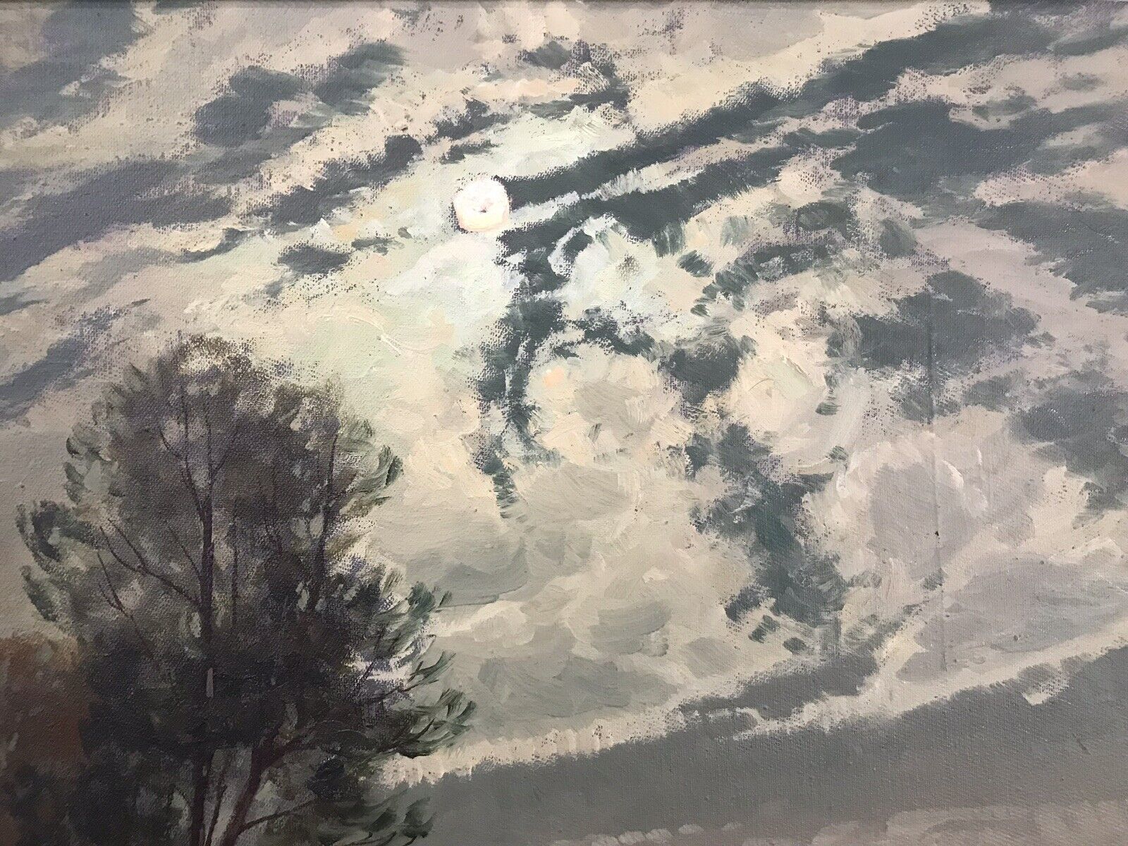 Art Fine Art Swedish Oil On Canvas Landscape Moonlight On The River Signed By Artist photo
