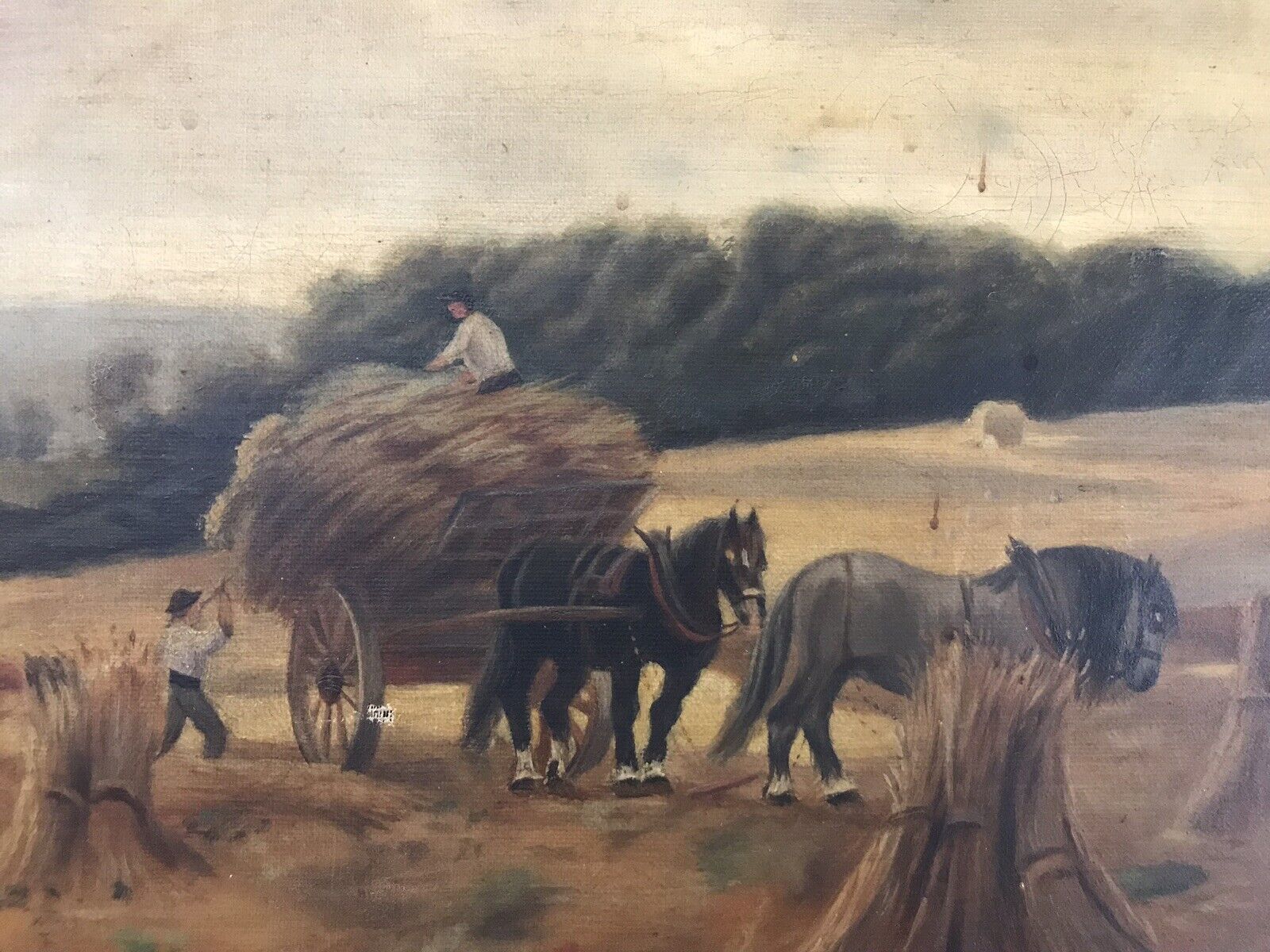 Original Victorian Oil Painting ‘Harvest Time’ By Artist Alice Wilkie photo vinterior