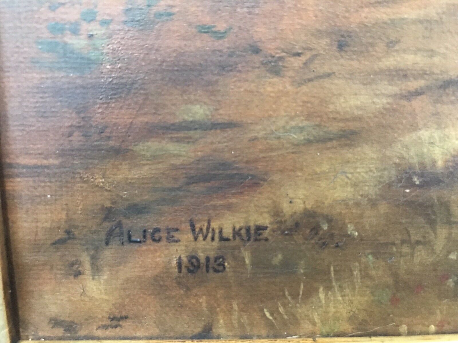 Original Victorian Oil Painting ‘Harvest Time’ By Artist Alice Wilkie photo buy