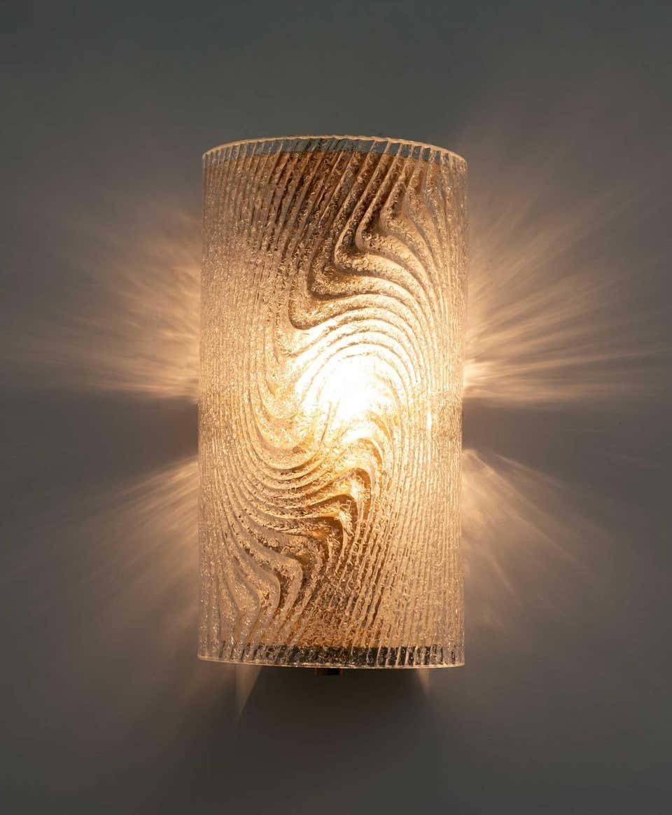 Pair Of Modern Italian Murano Glass And Brass Wall Sconces "Corteccia", 80s photo Lighting