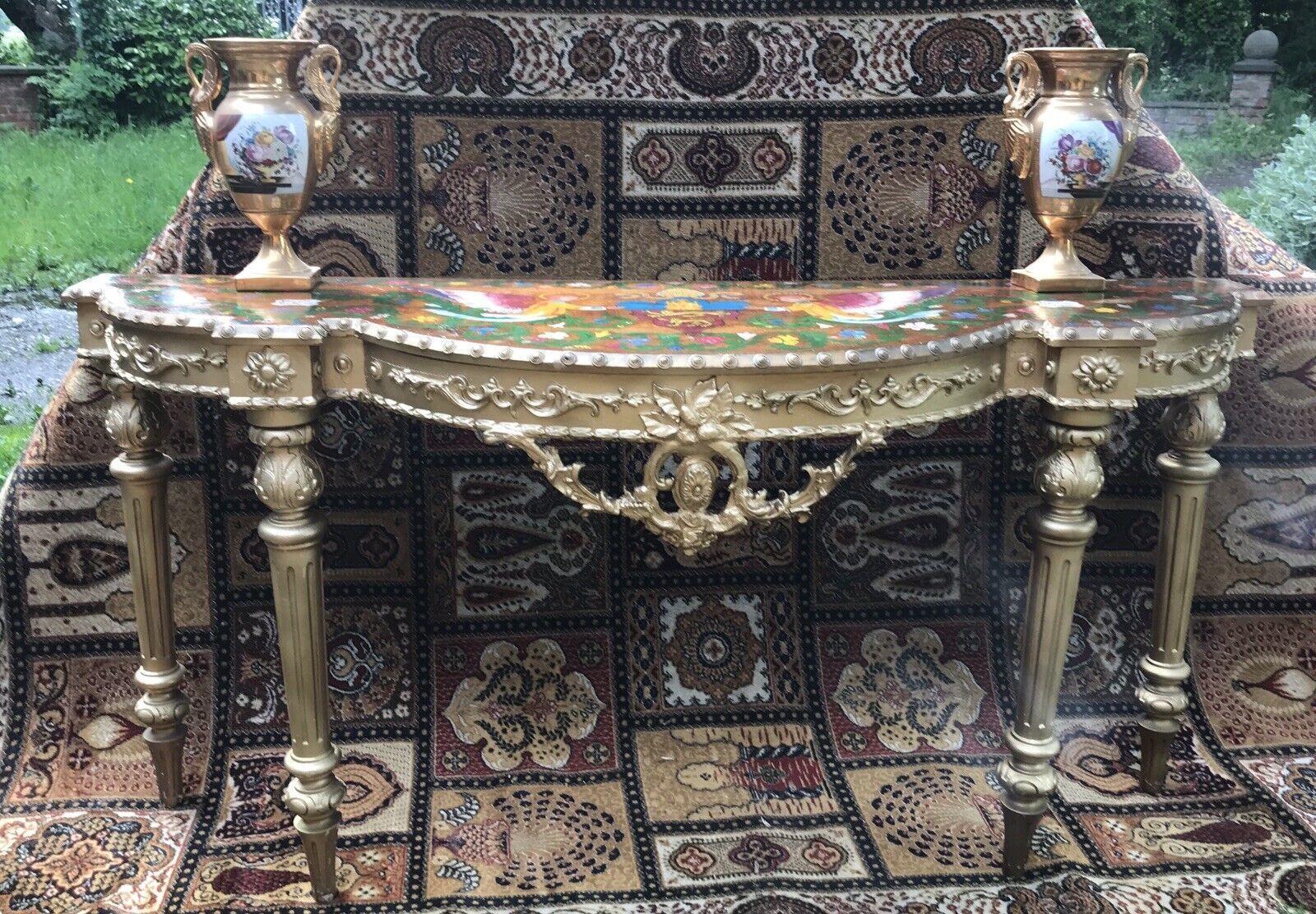 Historic Console Table Hand Painted By Anglican Bishop Of Dorchester Cathedral