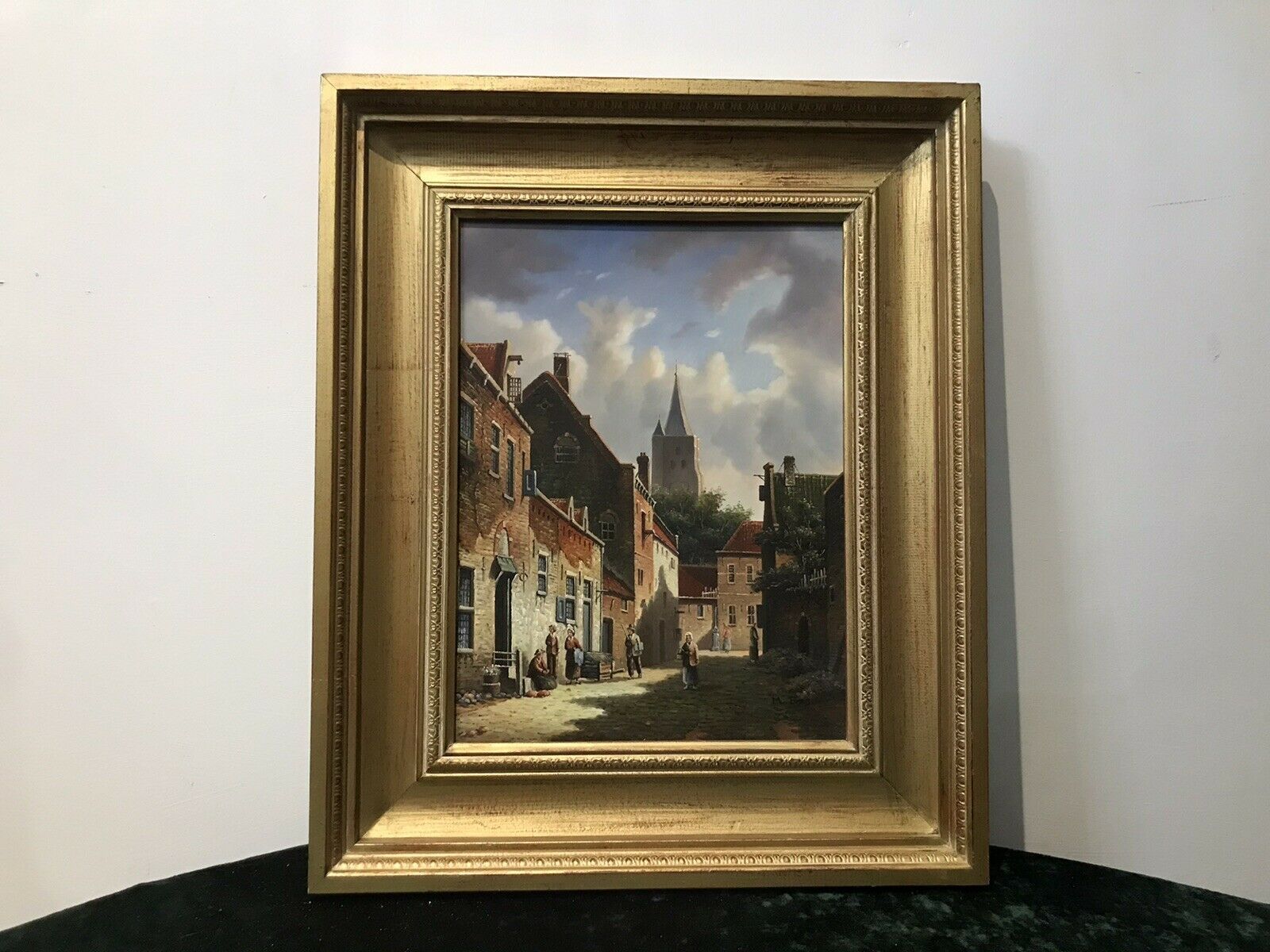 Original Dutch Street Scene Oil Painting In Gilt Frame Signed By Artist M Ives photo for sale