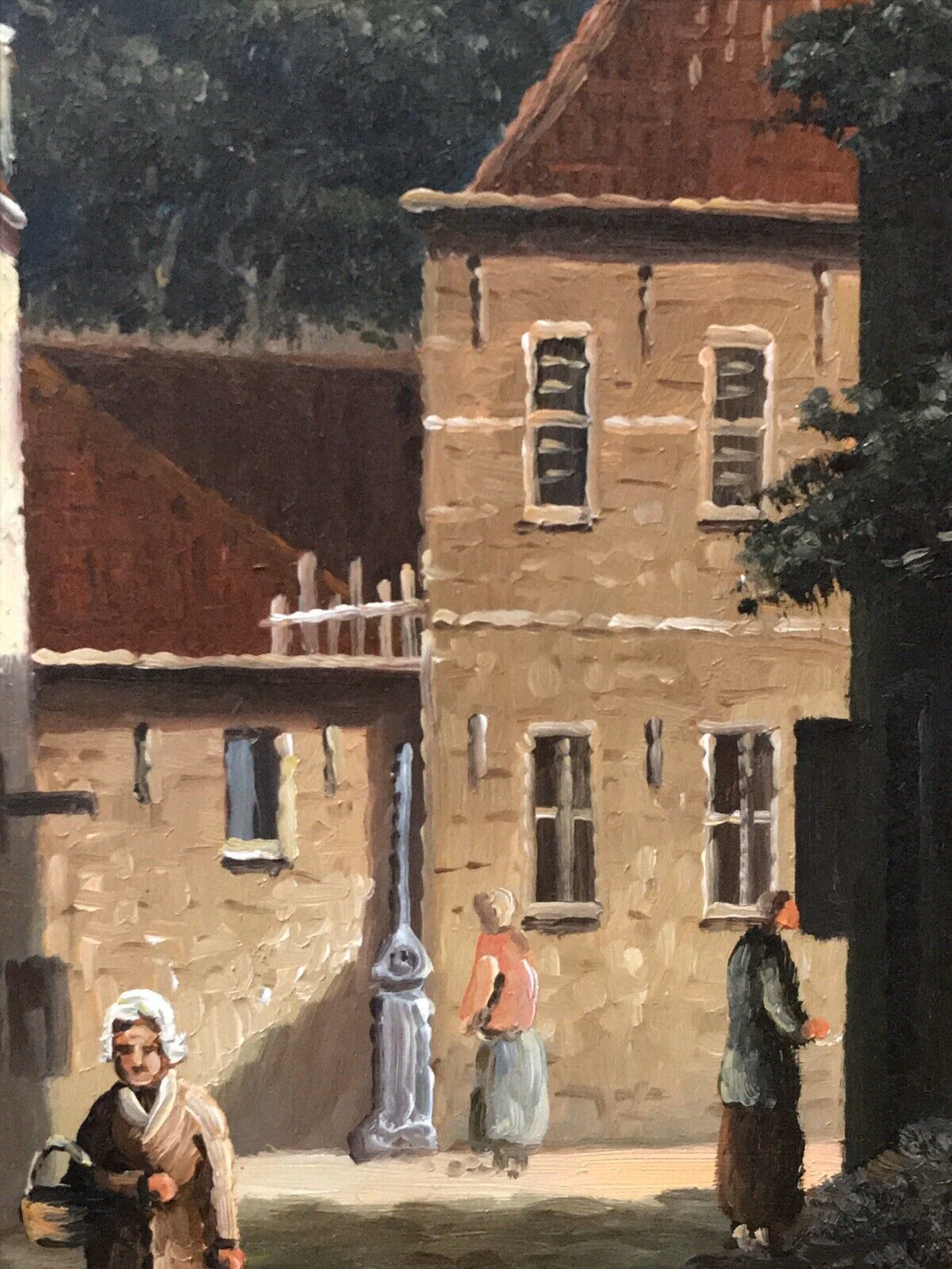photo for sale Original Dutch Street Scene Oil Painting In Gilt Frame Signed By Artist M Ives