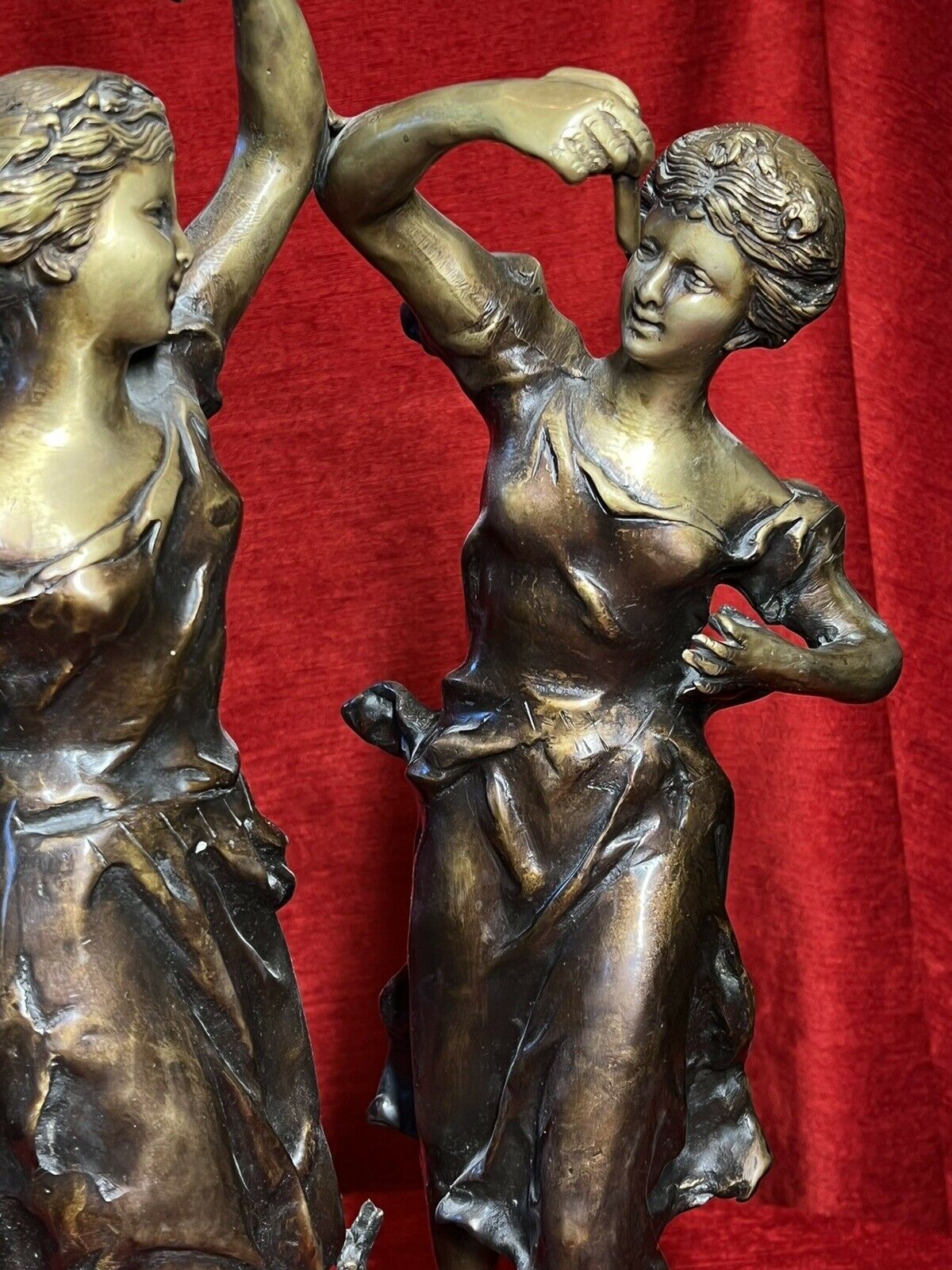 Ernest Rancoulet Bronze Sculpture Of Two Ladies Lighting Torcher Titled Olympia photo vinterior