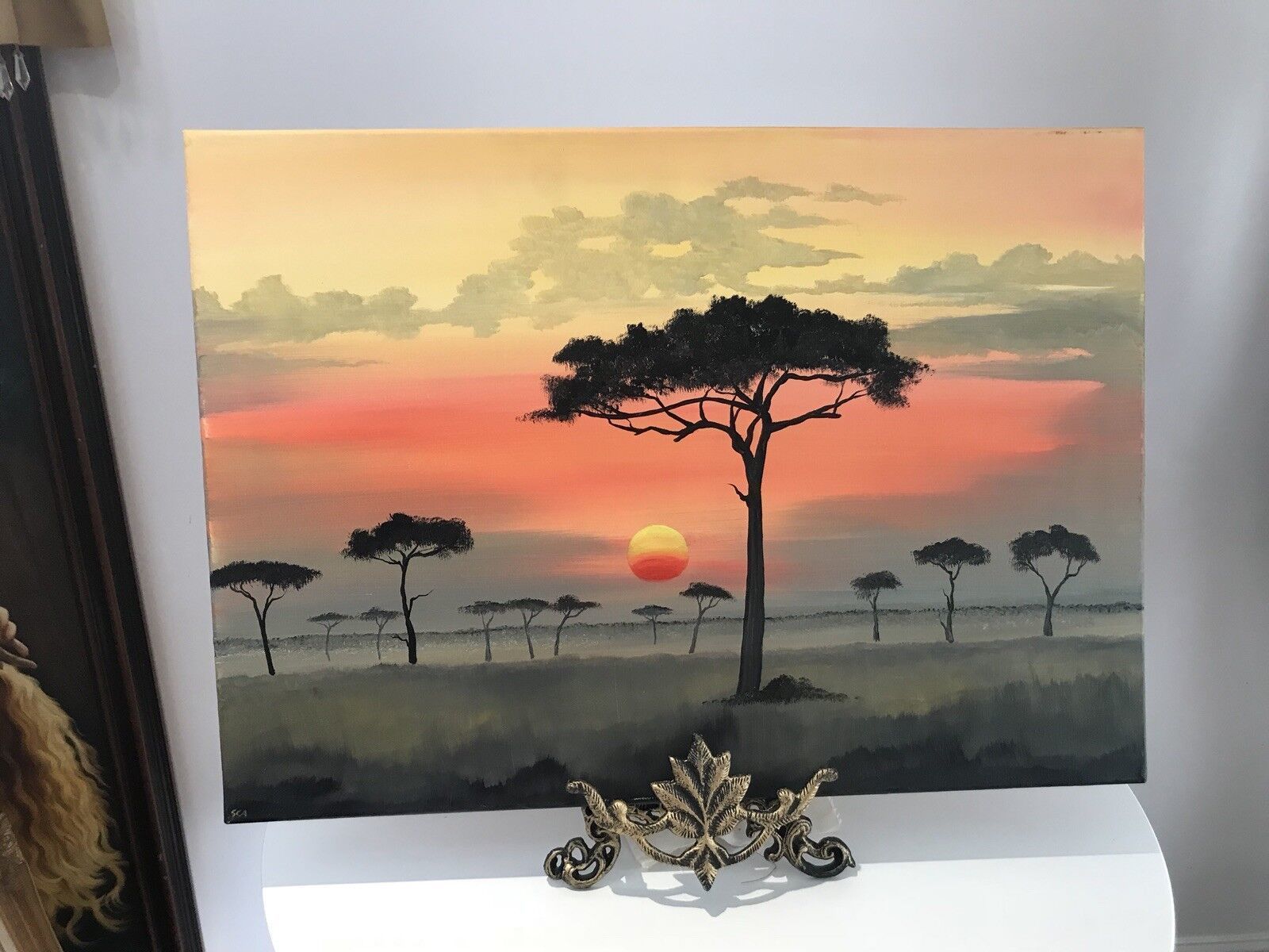 Original Oil Painting On Canvas Rare Aboriginal Australia photo furniture